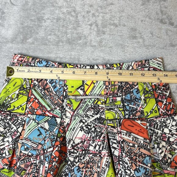 Maeve Anthropologie Womens Pleated Mini Skirt Size 6‎ Paris Map Print Scuba - Picture 12 of 12